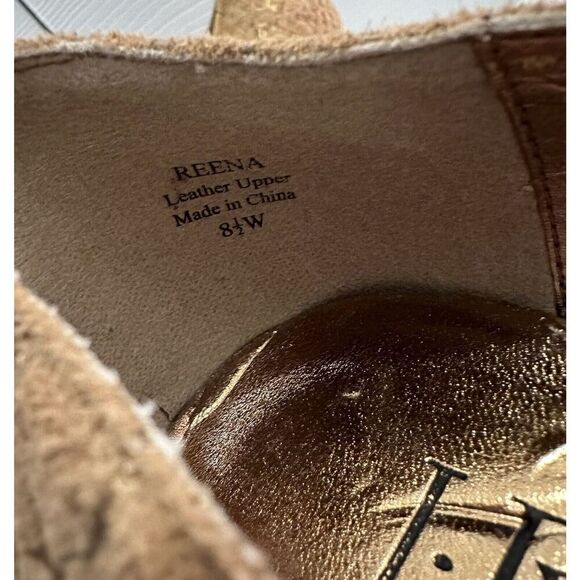 J Renee Beige Leather Suede Reena Square Toe High Heels Size 8.5W - Picture 6 of 6
